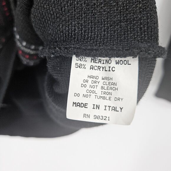 Vintage Marcello Sweater Mens Extra Large Black 90s Merino Wool Blend Italy XL - Picture 3 of 10